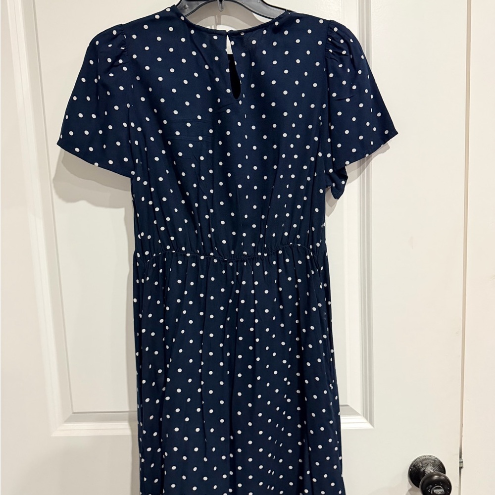 Old Navy Navy and White Polka Dot Midi Dress